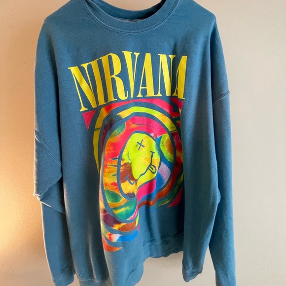 Urban Outfitters Tops - urban outfitters blue nirvana crewneck